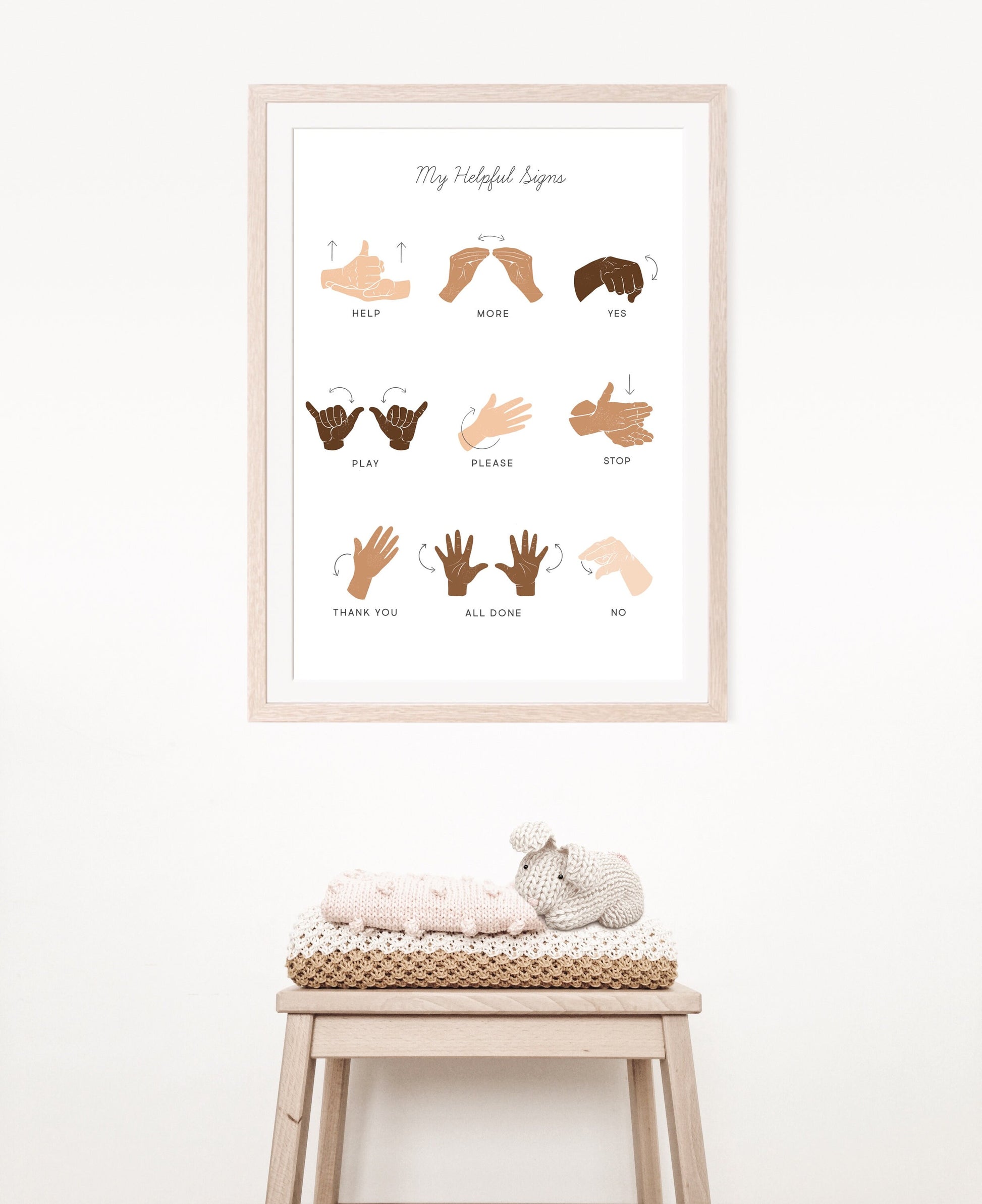 ASL Sign Language Manners & Basic Signs | Calming Corner Montessori Educational Homeschool Wall Art Classroom Decor Download Printable