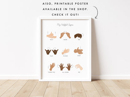 ASL American Sign Language Flash Cards | Calming Corner, Montessori, Education, Nursery, Preschool, Classroom Poster| Download PRINTABLE Art