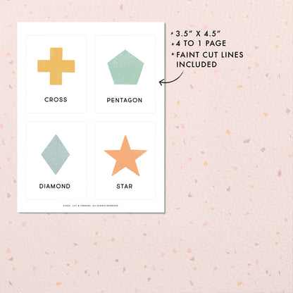 Shapes Flash Cards | Calming Corner, Montessori, Education, Nursery, Classroom Poster| Download PRINTABLE Art | 3.5” x 4.5” | Shapes Digital