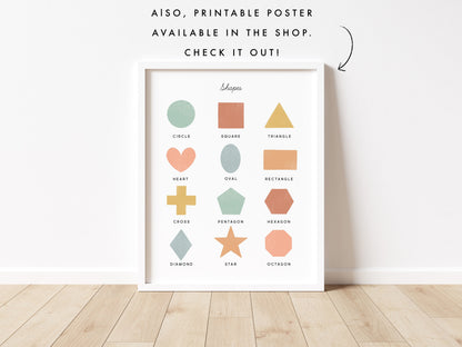 Shapes Flash Cards | Calming Corner, Montessori, Education, Nursery, Classroom Poster| Download PRINTABLE Art | 3.5” x 4.5” | Shapes Digital