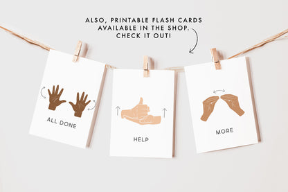 ASL Sign Language Manners & Basic Signs | Calming Corner Montessori Educational Homeschool Wall Art Classroom Decor Download Printable