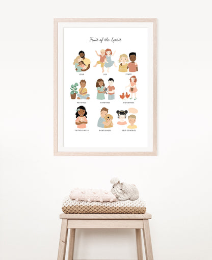 Fruit of the Spirit Artwork Poster| Calming Corner, Montessori, Bible Jesus Christian Kids, Nursery, Church Poster| Download Printable Art