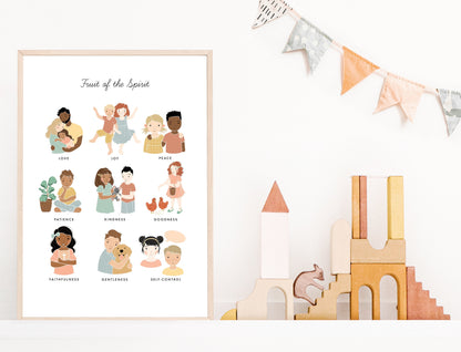 Fruit of the Spirit Artwork Poster| Calming Corner, Montessori, Bible Jesus Christian Kids, Nursery, Church Poster| Download Printable Art
