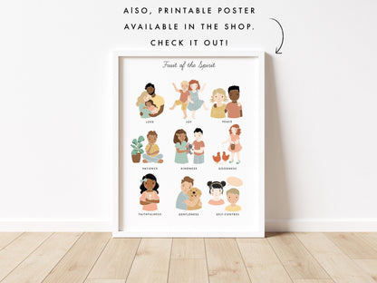 Fruit of the Spirit Flash Cards | Calming Corner, Montessori, Education, Nursery, Christian Bible Jesus Poster| Download PRINTABLE Art