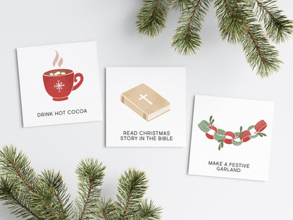 Editable Printable Advent Calendar Cards Activity Christmas Holiday Countdown Cards | Kids Toddler Homeschool Christian | Download PRINTABLE