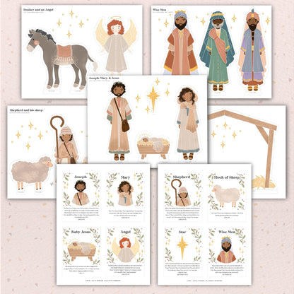 Editable Nativity Christmas Advent Scripture Cards Nativity Kids Activity Paper Dolls Homeschool Christian Bible Jesus | Download PRINTABLE
