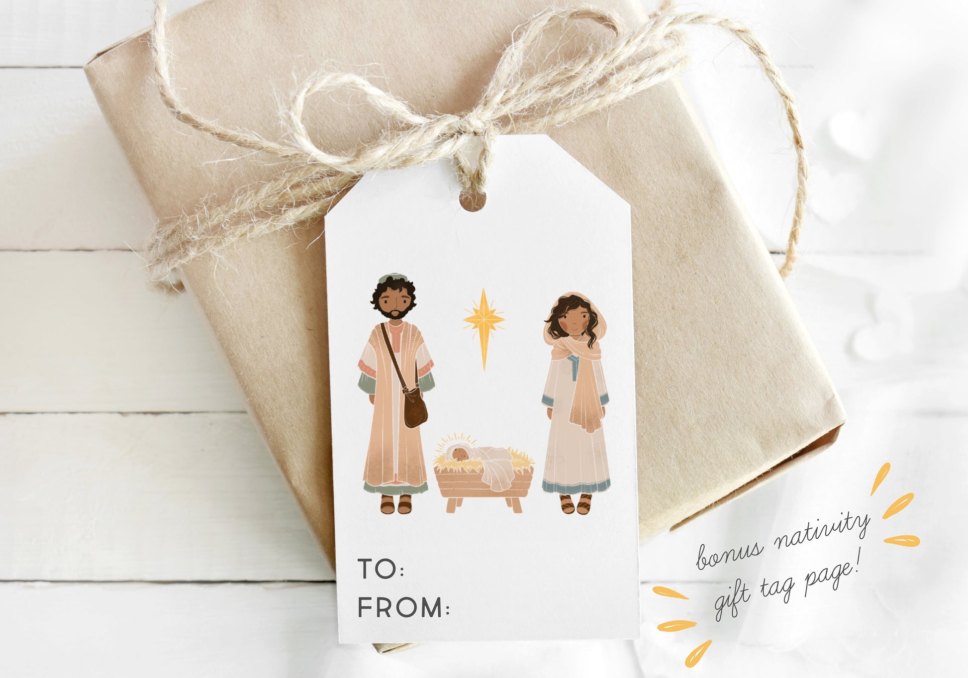 Editable Printable Christmas Gift Tags Favors Holiday | Nativity, Mistletoe, Stockings, Tree, Cookies Tags | Download PRINTABLE