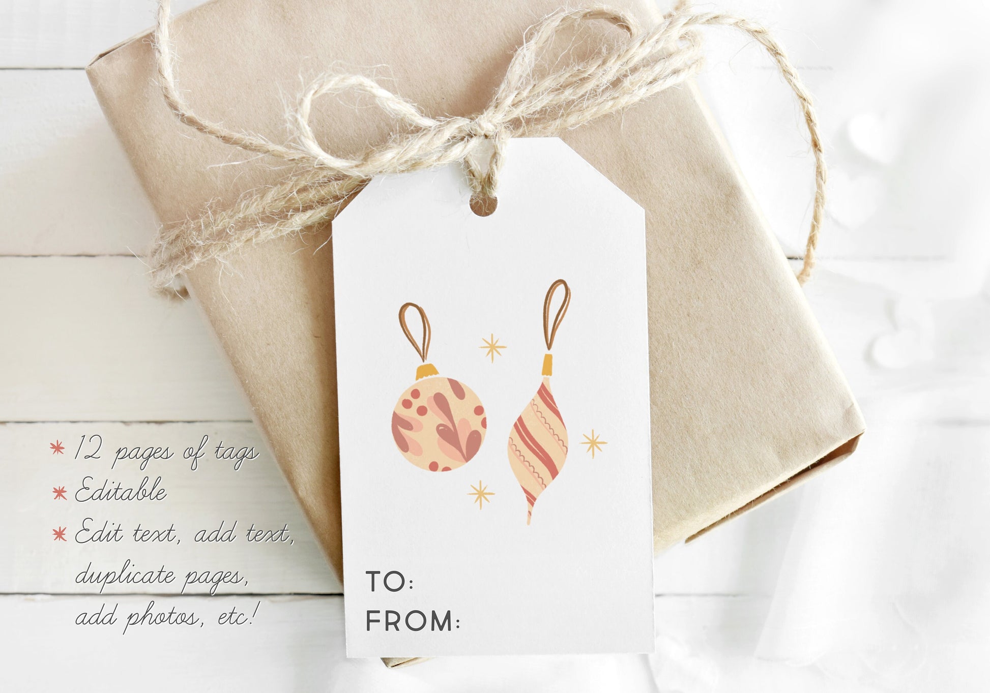 Editable Printable Christmas Gift Tags Favors Holiday | Nativity, Mistletoe, Stockings, Tree, Cookies Tags | Download PRINTABLE