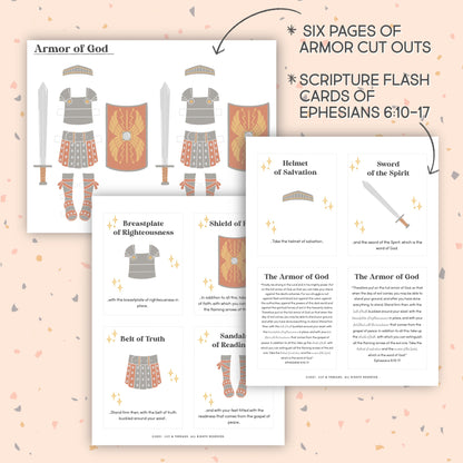 Armor of God Ephesians Scripture Cards Kids Activity Paper Dolls Homeschool Sunday School Christian Bible Jesus | Download PRINTABLE Lesson
