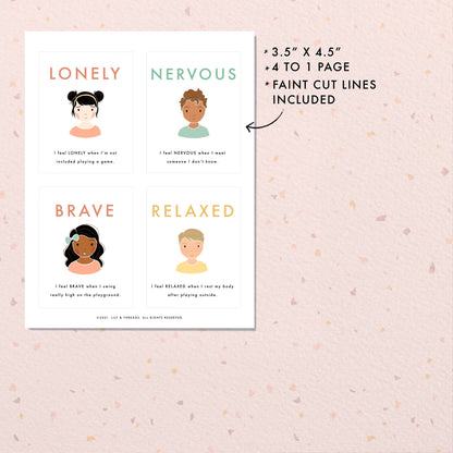 20 Feelings & Emotions Flash Cards | Calming Corner, Montessori, Education, Nursery, Classroom Poster| Download PRINTABLE Art