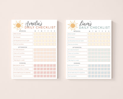 Editable Chore Chart Daily Checklist Responsibility Chart Daily Routine To Do List | Personalized Printable Planner Download Home school