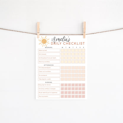 Editable Chore Chart Daily Checklist Responsibility Chart Daily Routine To Do List | Personalized Printable Planner Download Home school
