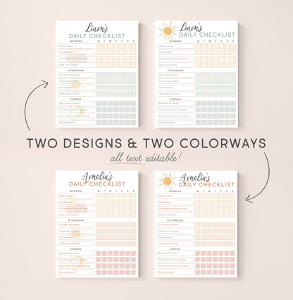 Editable Chore Chart Daily Checklist Responsibility Chart Daily Routine To Do List | Personalized Printable Planner Download Home school