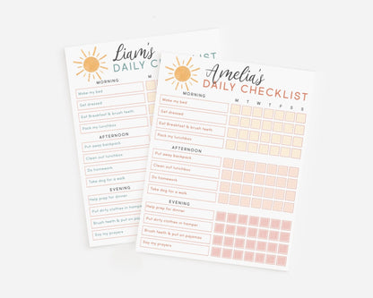 Editable Chore Chart Daily Checklist Responsibility Chart Daily Routine To Do List | Personalized Printable Planner Download Home school