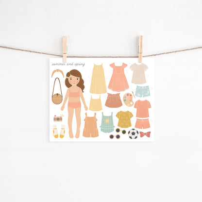 Paper Dolls Kit Printable Activity Craft Girls & Boys Birthday Party Gift Party Favor Homeschool Pre K Kindergarten Paper Cut Out Montessori