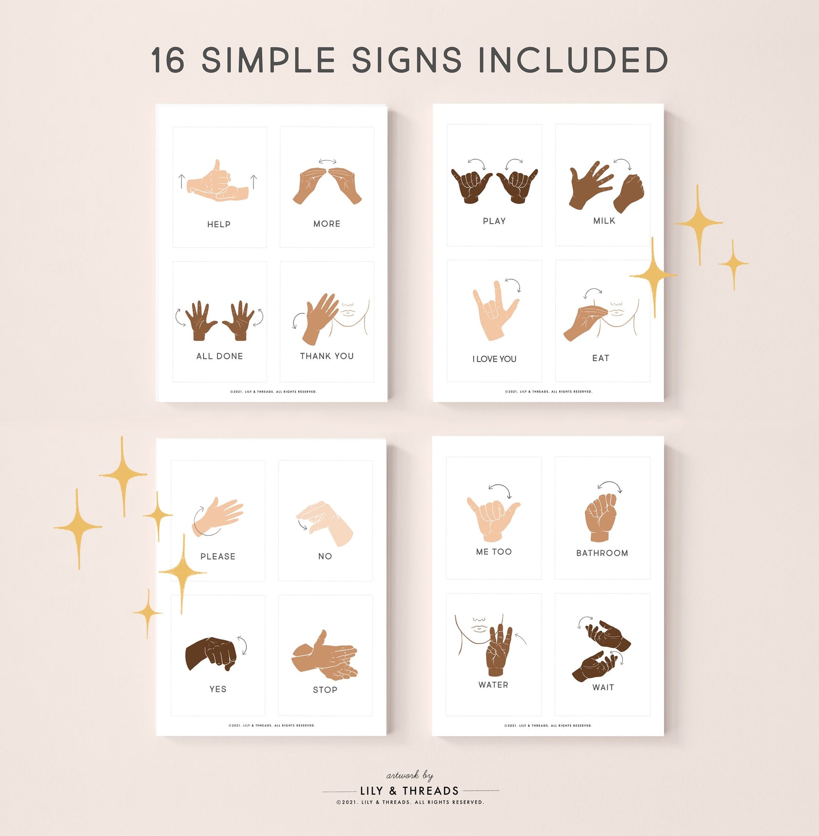 ASL American Sign Language Flash Cards | Digital Download – Lily & Threads
