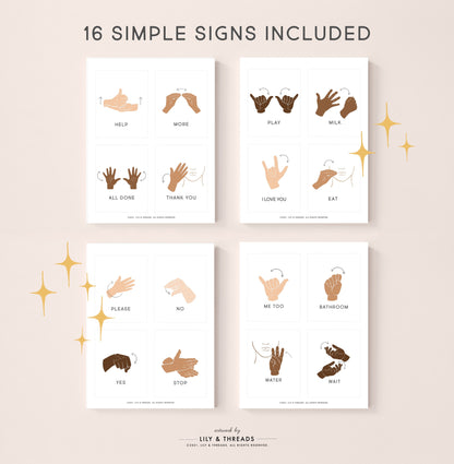 ASL American Sign Language Flash Cards | Calming Corner, Montessori, Education, Nursery, Preschool, Classroom Poster| Download PRINTABLE Art