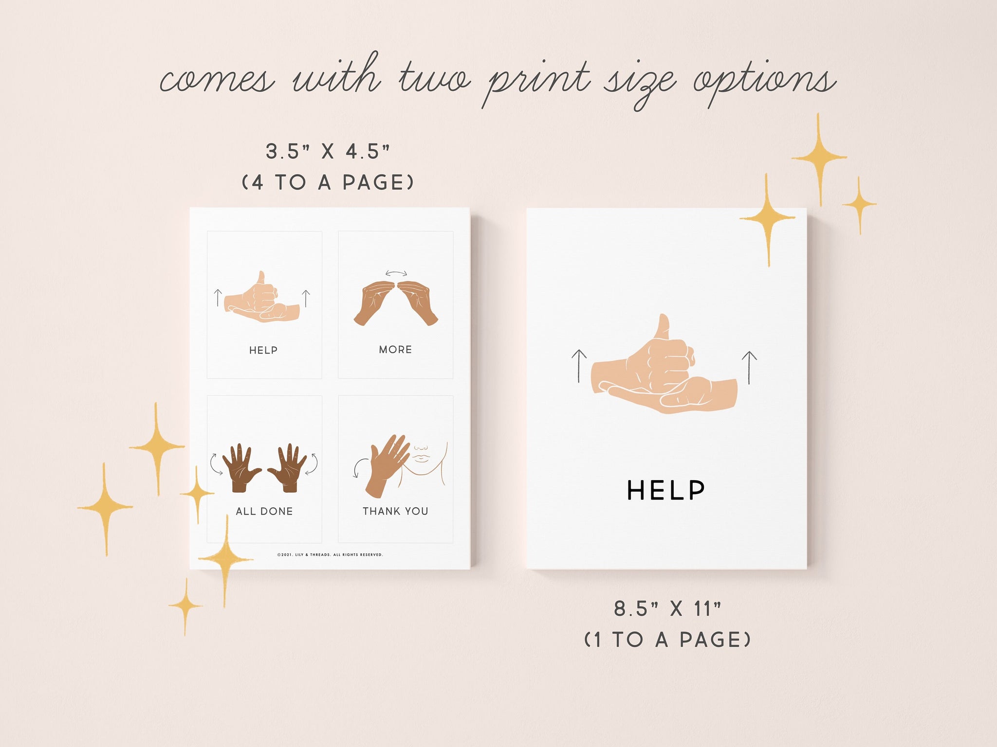 ASL American Sign Language Flash Cards | Digital Download โ Lily & Threads