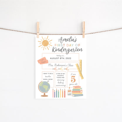 Last Day of School Sign Editable Template, First Day of School Printable, Back to School Photo, Kindergarten Preschool, 1st Day of School