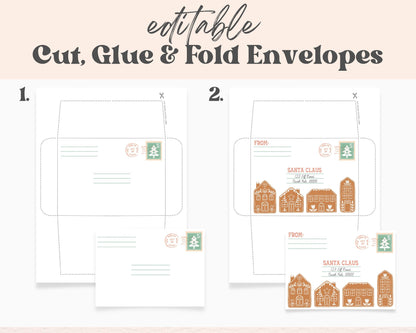 Santa Letter Template and Envelope, Personalized Letter from Santa, Printable Christmas Activity, Kindergarten Holiday Activity, Editable