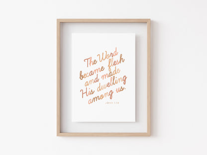 The Word Jesus Christmas Decor, Bible Verse Scripture Art, Bible Wall Art, Christian, Jesus, Bible Verse Print, John 1:14, Biblical Art