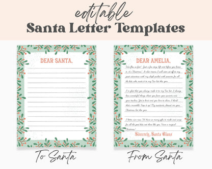 Santa Letter Template and Envelope, Personalized Letter from Santa, Printable Christmas Activity, Kindergarten Holiday Activity, Editable