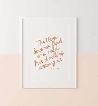 The Word Jesus Christmas Decor, Bible Verse Scripture Art, Bible Wall Art, Christian, Jesus, Bible Verse Print, John 1:14, Biblical Art