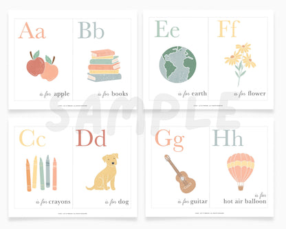 Alphabet Flash Cards, Calming Corner, Montessori, Education, Homeschool Preschool ABC Activity Classroom Poster Bulletin  Download PRINTABLE