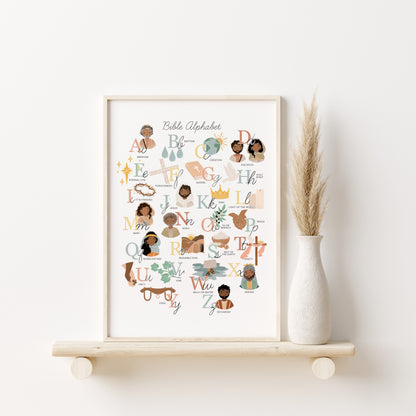 Bible Alphabet Kids Artwork Poster ABC Bible Scripture Preschool Art, Jesus Christian Kids, Nursery, Church Sunday School Art Printable