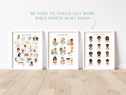 Bible Alphabet Kids Artwork Poster ABC Bible Scripture Preschool Art, Jesus Christian Kids, Nursery, Church Sunday School Art Printable