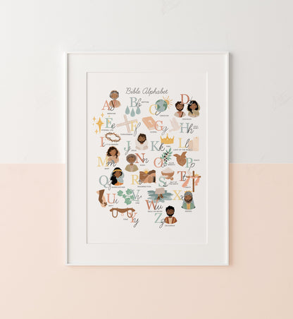 Bible Alphabet Kids Artwork Poster ABC Bible Scripture Preschool Art, Jesus Christian Kids, Nursery, Church Sunday School Art Printable